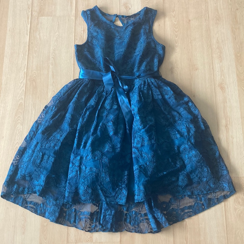 NWT dark teal Zunie Black sleeveless lace dress